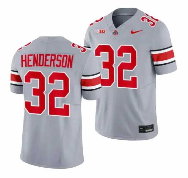 Mens Ohio State Buckeyes #32 TreVeyon Henderson Gray 2023 F.U.S.E. Limited Stitched Jersey Dzhi->->NCAA Jersey